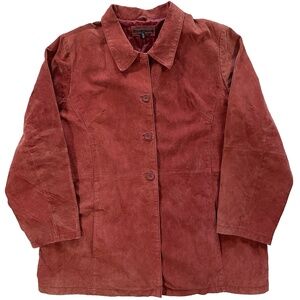 Hypo Active 2X Genuine Suede Leather Blazer Coat Button Front Minimalist Autumn